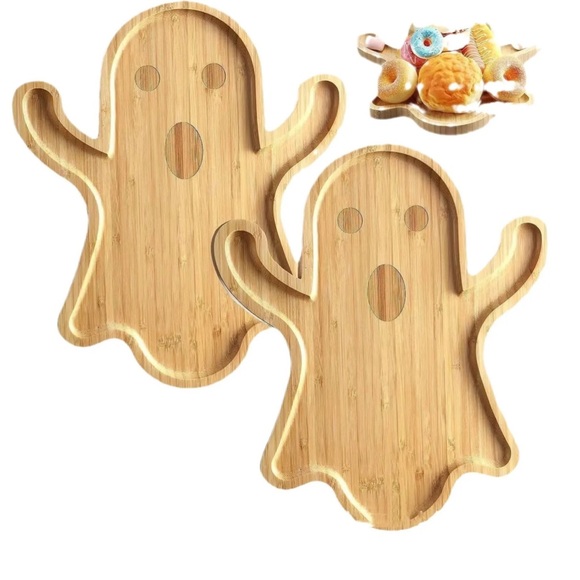Ghost Shaped Bamboo Serving Trays 2pack - Picture 1 of 4